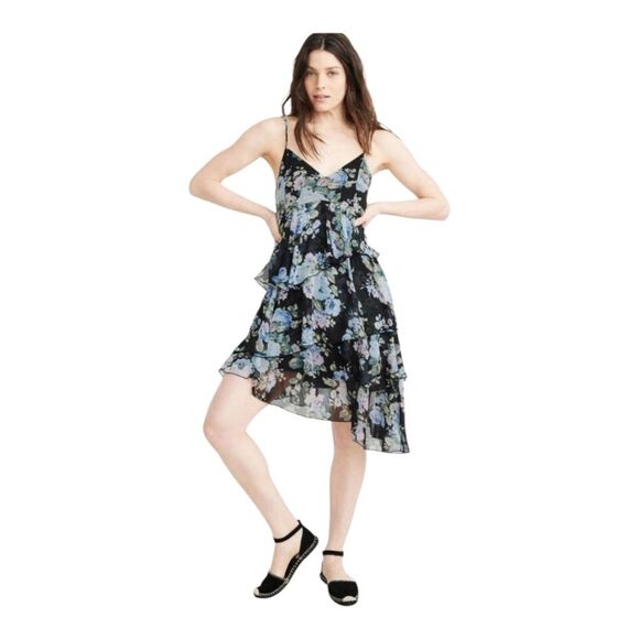 Abercrombie & Fitch Women’s Black Asymmetrical Ruffle Layered Dress - Picture 1 of 16